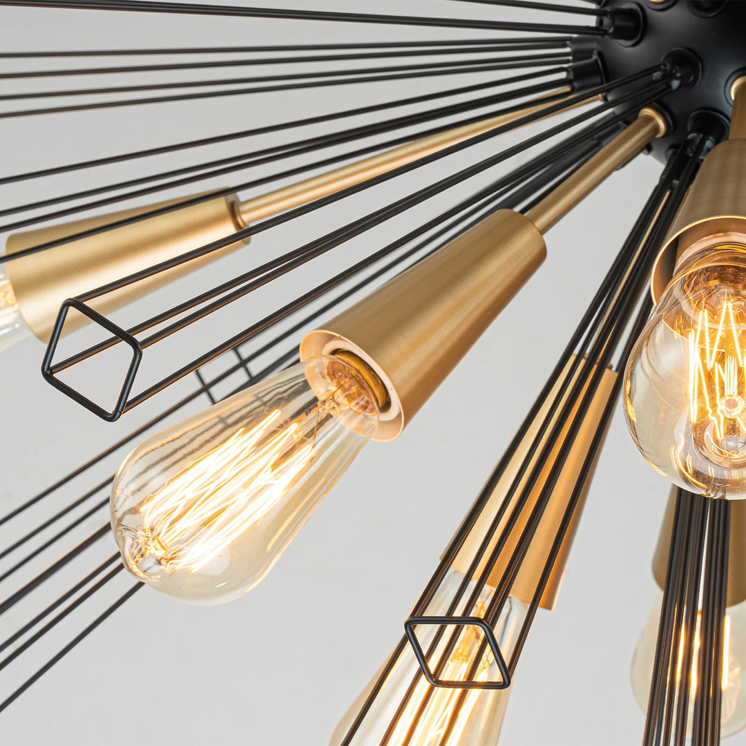 10-Light 34" W Contemporary Geometric Dandelion Sputnik Sphere Chandelier