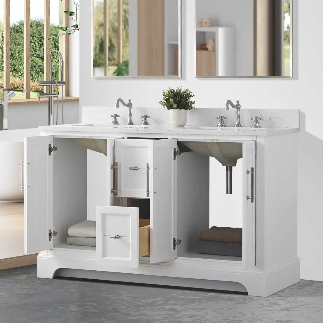 54" Double Sink Bathroom Vanity with Top & Backsplash