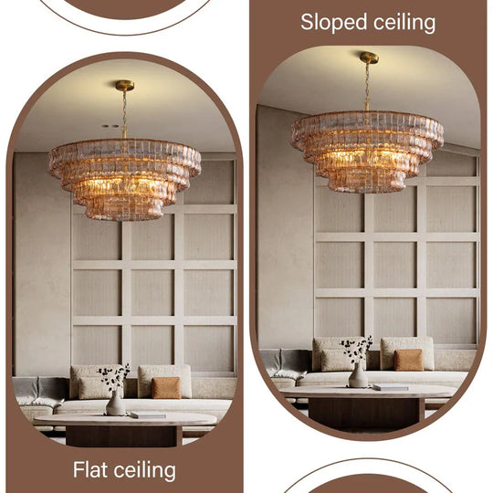 36In-67.4 In. 6-Lights Gold Crystal Drum Chandelier