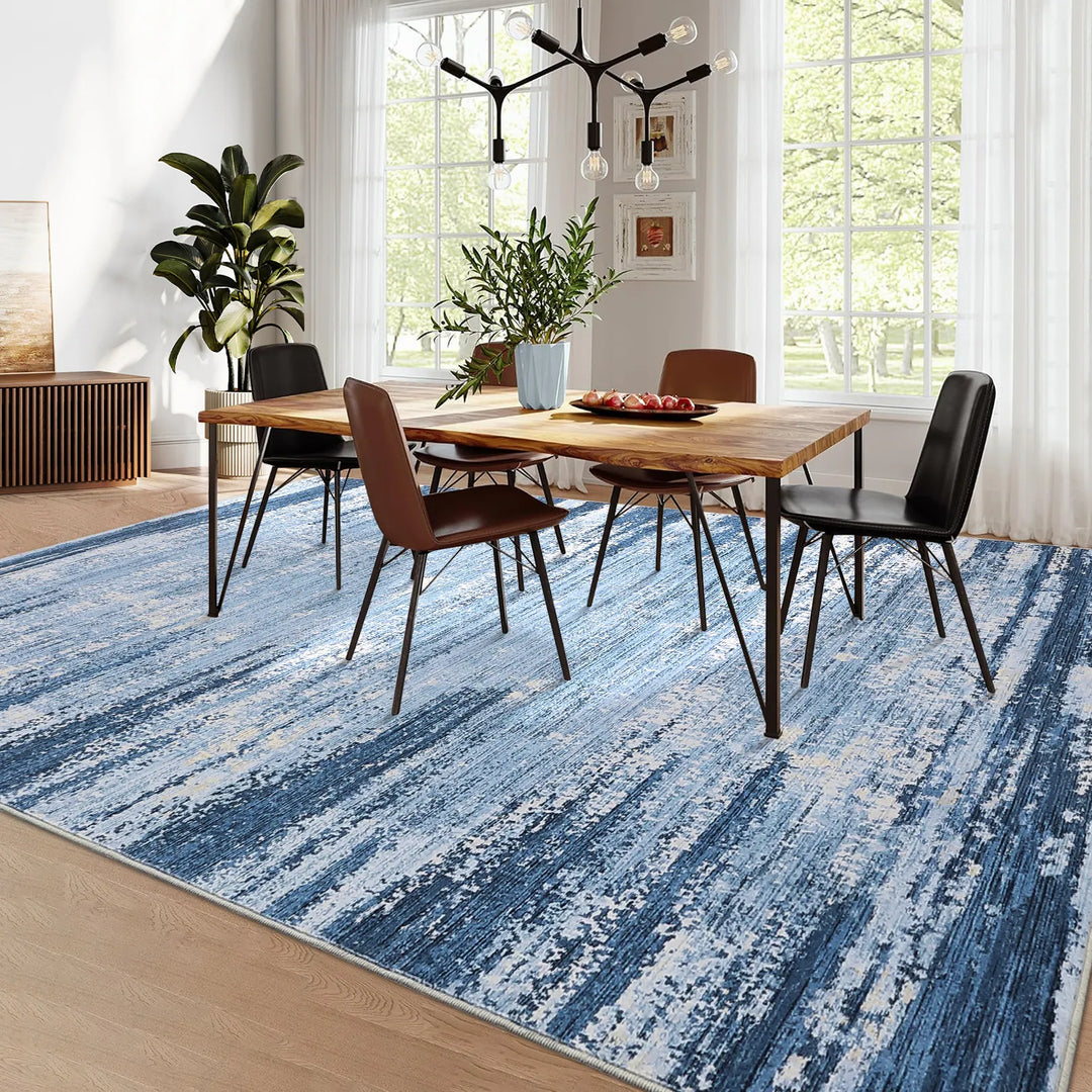Washable Area Rugs for Living Room Modern Abstract Rug Non Slip Non Shedding Stain Resistant Carpet