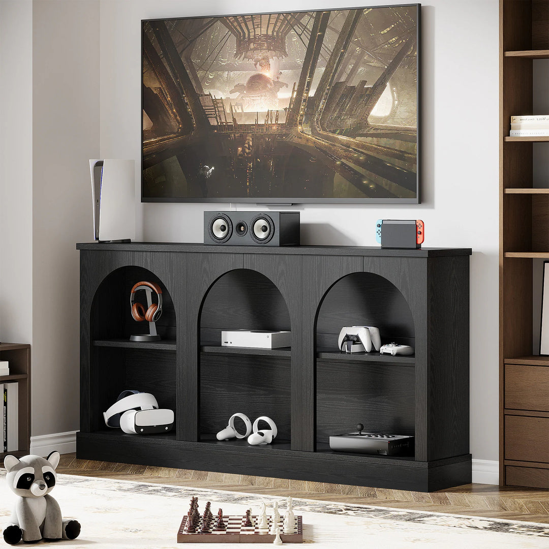 Farmhouse TV Stand for Tvs up to 65 Inches, Farmhouse Entertainment Center with Storage