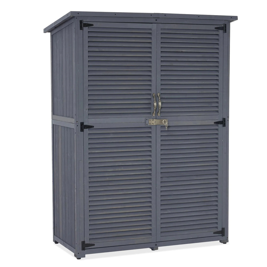 Outdoor Storage Cabinet Shed, Shuttered Doors with Lock, Wooden 0709 / 0808 / 1900