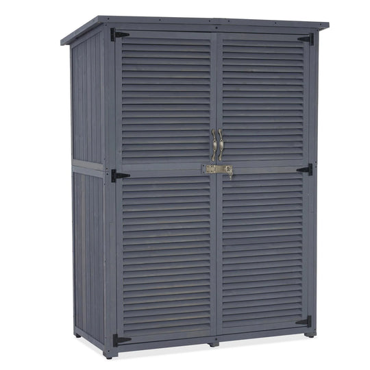 Outdoor Storage Cabinet Shed, Shuttered Doors with Lock, Wooden 0709 / 0808 / 1900