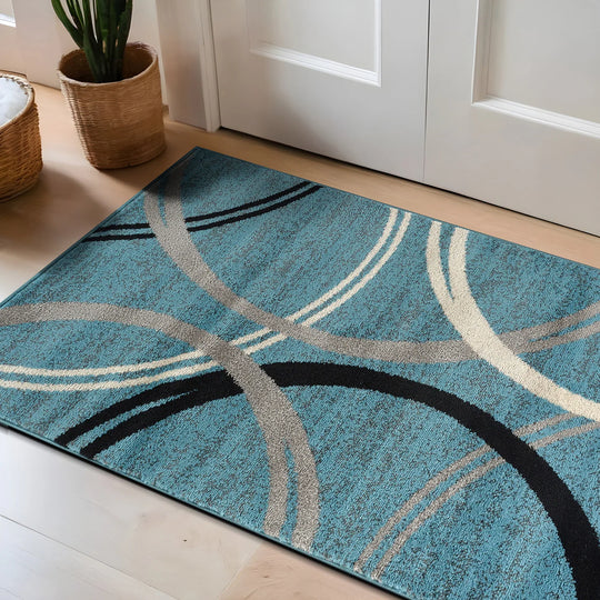 Contemporary Abstract Circles Design Area Rug