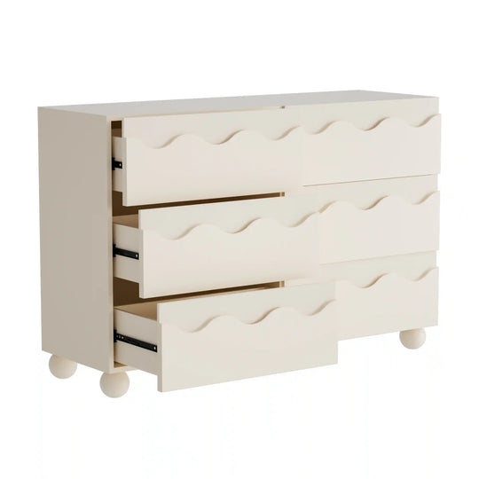 Wave Front 6 Drawers Dresser Handle-Free Modern Storage Cabinet