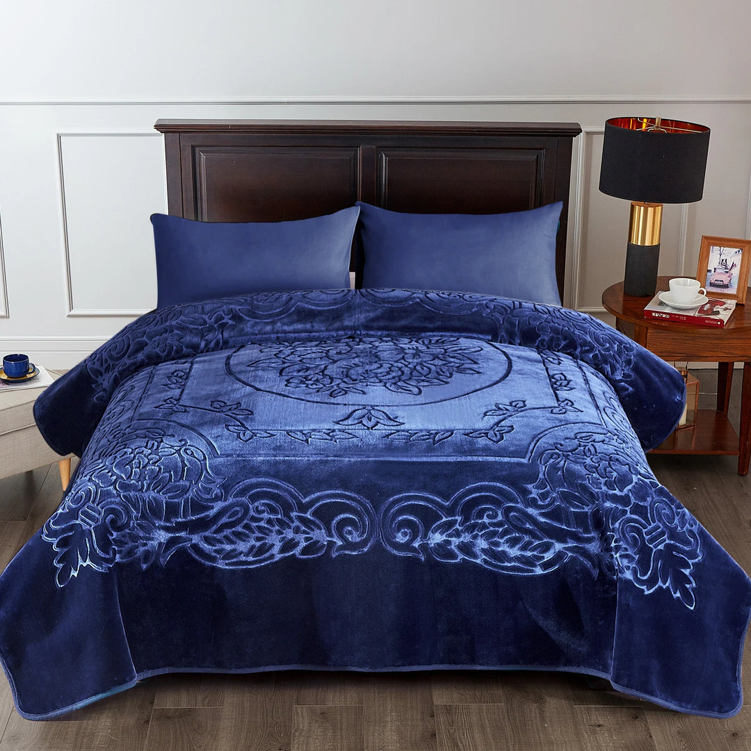 Embossed Floral Bed Blanket 85"X95" - 9Lbs
