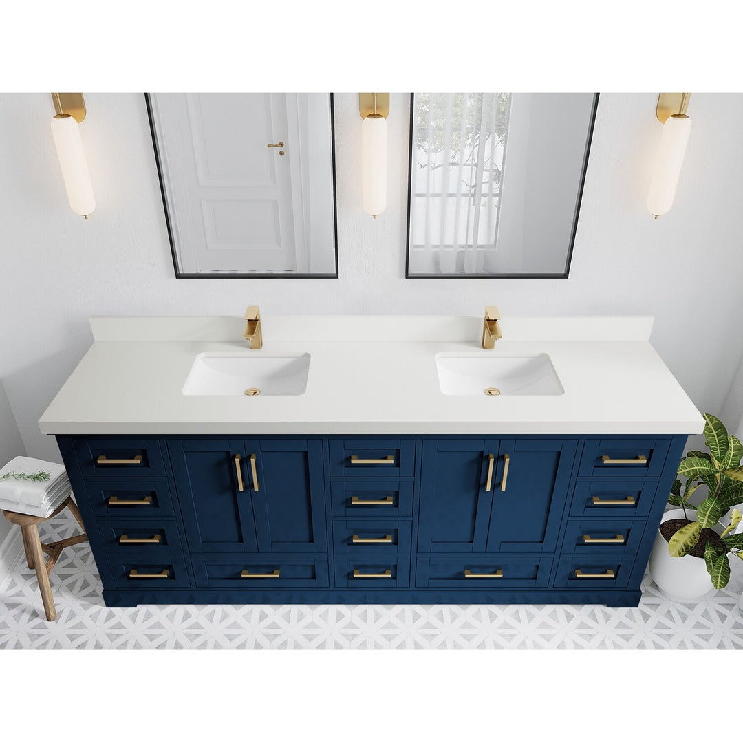 Willow Collection 84 in W X 22 in D X 36 in H Boston Double Bowl Sink Bathroom Vanity with Countertop