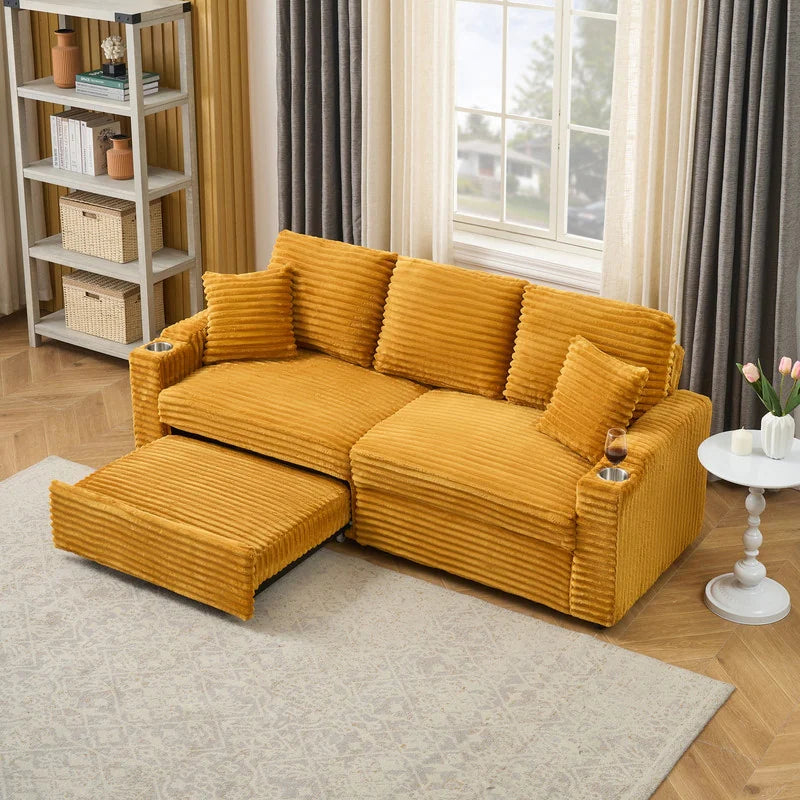 80" Cordylona Sofa, Cup Holder, Ottoman Storage