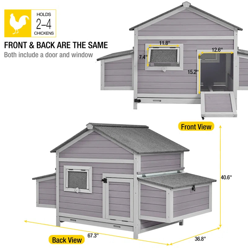 16.8 Square Feet Chicken Coop with Nesting Box
