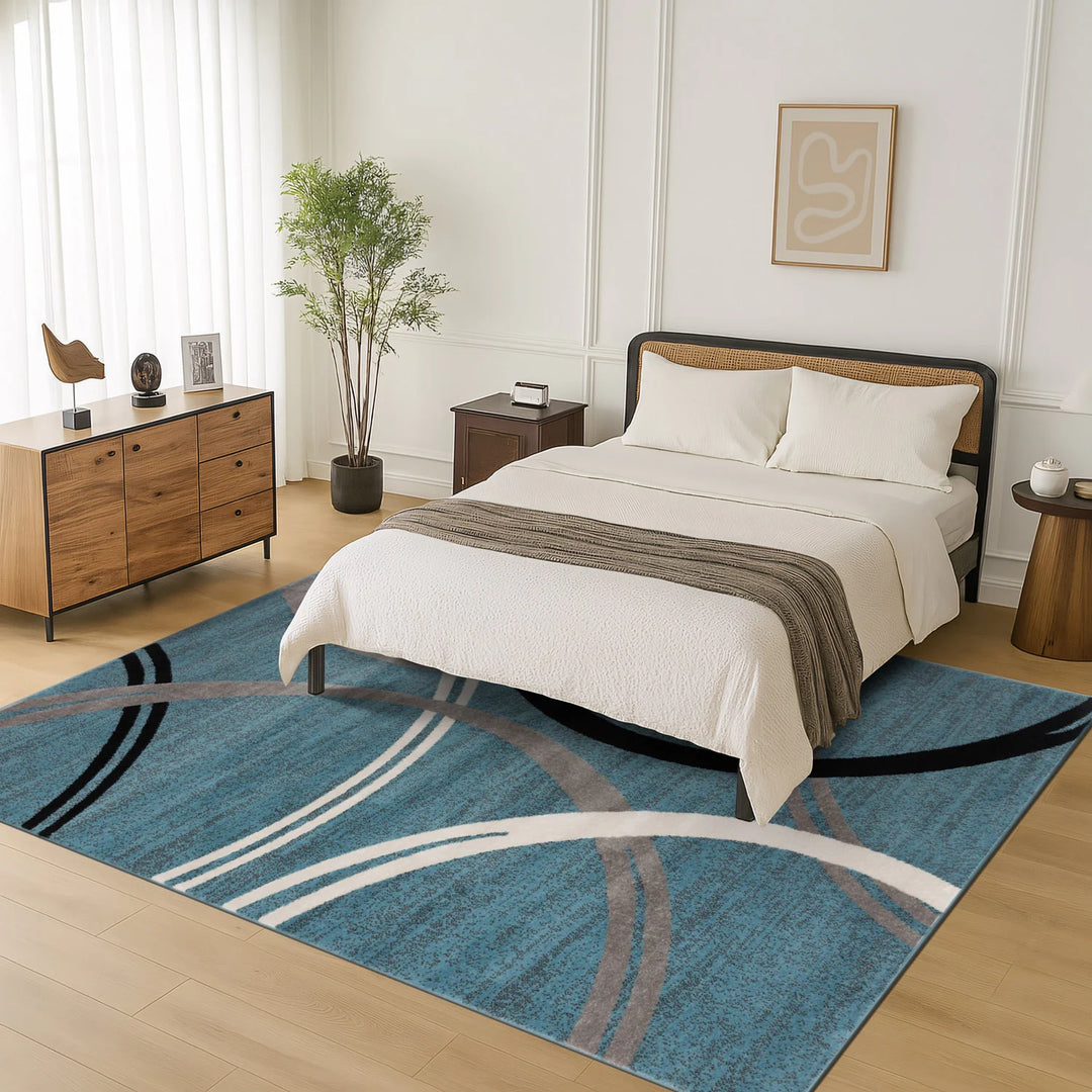 Contemporary Abstract Circles Design Area Rug