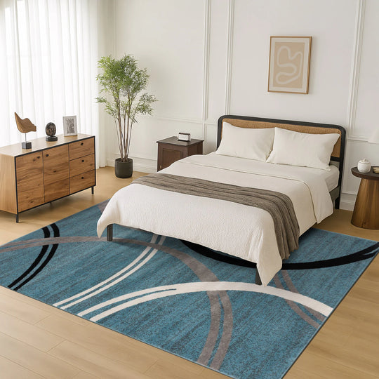 Contemporary Abstract Circles Design Area Rug