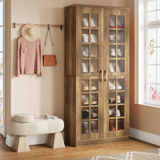 9-Tier Shoe Cabinet with Adjustable Shelves and Doors (71 Inches)