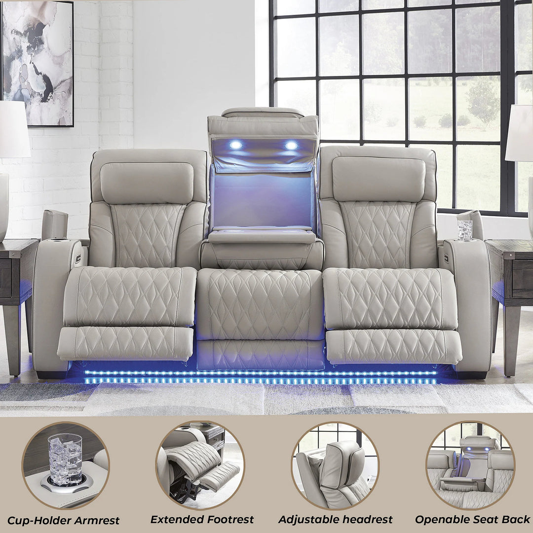 Boyington Gray Power Reclining Sofa - 86" W X 38.5" D X 44.5" H