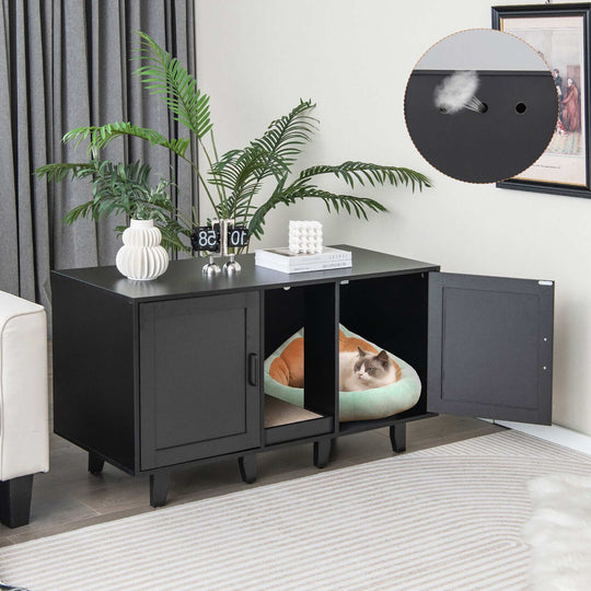 Cat Litter Box Enclosure TV Stand Cabinet Hidden Cat House
