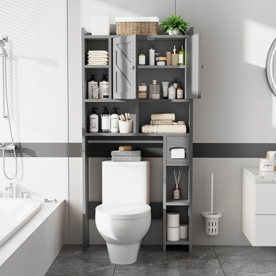 Over-The-Toilet Bathroom Storage Cabinet with Tissue Holder
