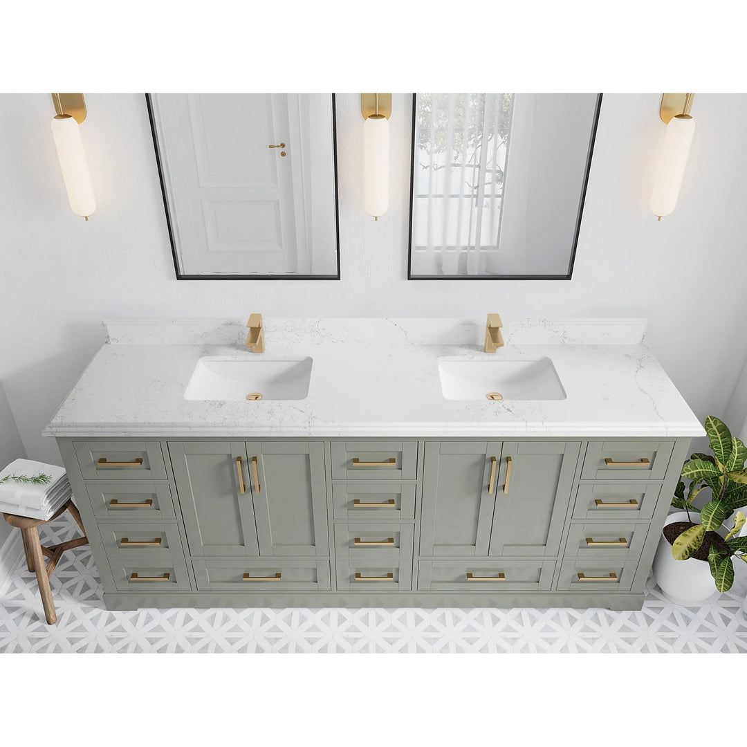 Willow Collection 84 in W X 22 in D X 36 in H Boston Double Bowl Sink Bathroom Vanity with Countertop