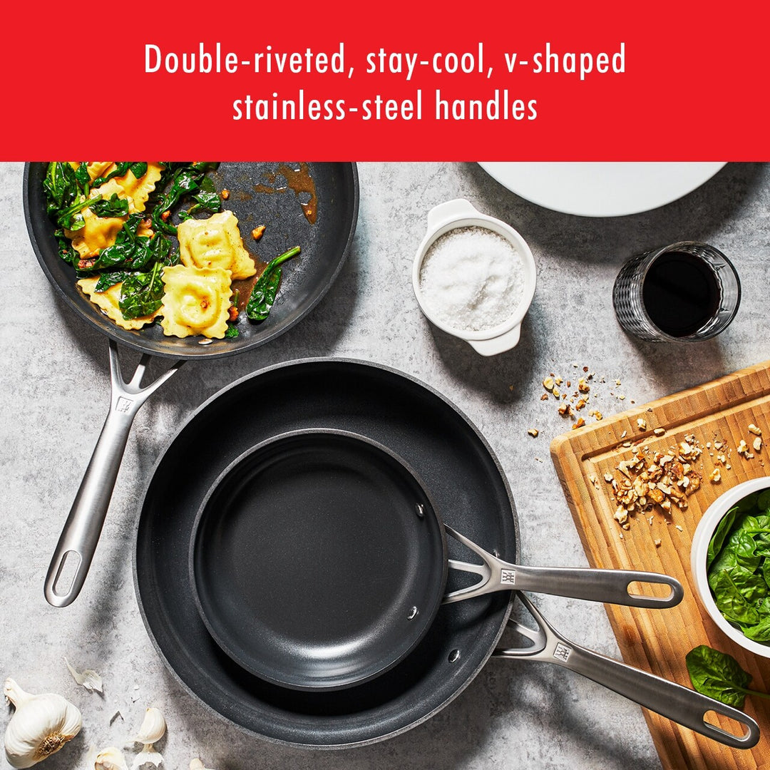 Motion Nonstick Hard-Anodized 10-Piece Cookware Set in Grey, Dutch Oven, Fry Pan, Saucepan - 10-Pc